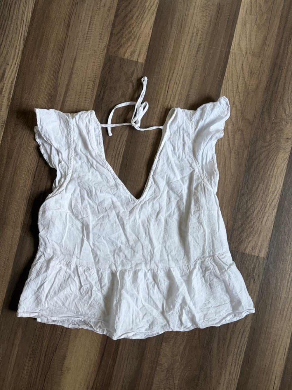 Abercrombie White Flutter Sleeve Peplum Women's Top